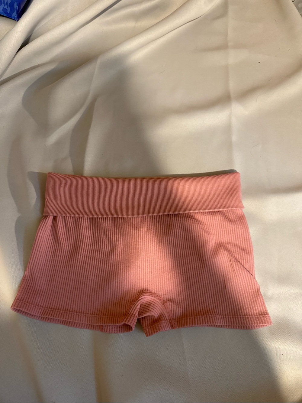Ribbed Pink High-Waist Shorts
